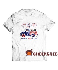 America 4th of July T-Shirt Car American Flag Independence Day S-3XL