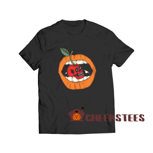Cherry Lip Freaky Skull T-Shirt Halloween Lip Girl S-3XL