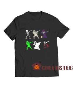 Dabbing Skeleton And Monsters T-Shirt Halloween S-3XL