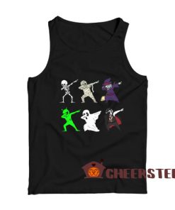 Dabbing Skeleton And Monsters Tank Top Halloween Size S-2XL