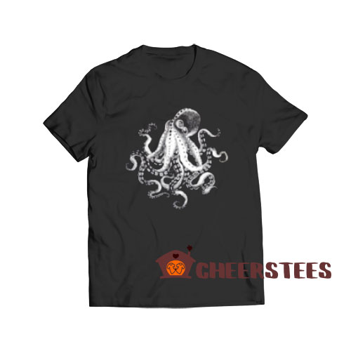 Octopus Tentacles Ocean T-Shirt Animal Illustration Size S-3XL
