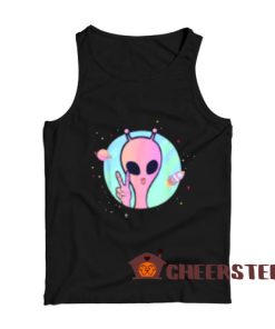 Peace Sign Hand Ufo Tank Top Planet Stars Ufo For Unisex