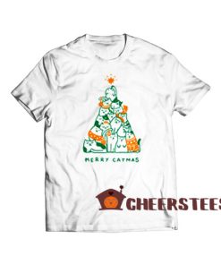 Merry Catmas Christmas T-Shirt Cat Christmas Tree Size S-3XL