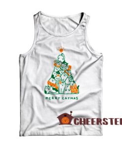 Merry Catmas Christmas Tank Top Cat Christmas Tree Size S-2XL