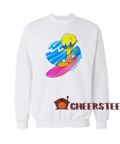 Tweety Bird Surfing Sweatshirt Looney Tunes Size S-3XL