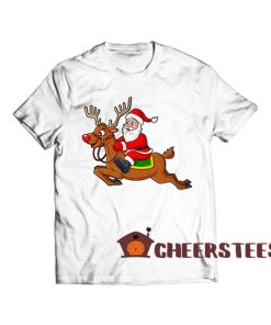 Santa-Claus-Riding-Reindeer-T-Shirt