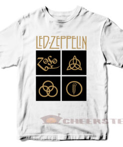 Led Zeppelin Gold Symbols In Black Square T-Shirt